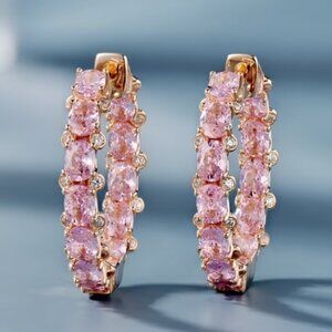 Elegant Pink Hoop Earrings